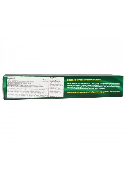 Epic Dental, Xylitol Sweetened, Spearmint Toothpaste with Fluoride, 4.9 oz