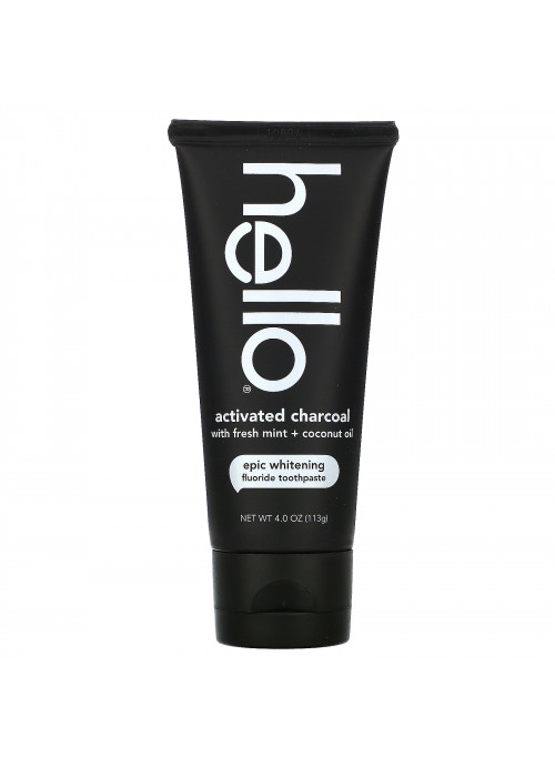 Hello, Activated Charcoal Epic Whitening Fluoride Toothpaste, Fresh Mint + Coconut Oil, 4.0 oz (113 g)