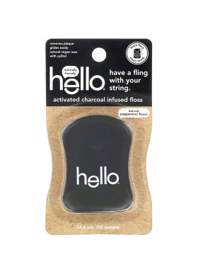 Hello, Activated Charcoal Infused Floss, Natural Peppermint Flavor, 54.6 Yards
