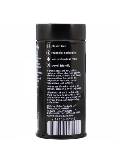 Hello, Activated Charcoal Toothpaste Tablets, Fresh Mint + Coconut Oil, 60 Tablets
