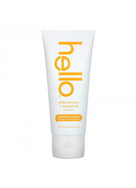 Hello,  Brightening Booster Fluoride Free Toothpaste, White Turmeric + Coconut Oil, Natural Mint, 4.0 oz (113 g)