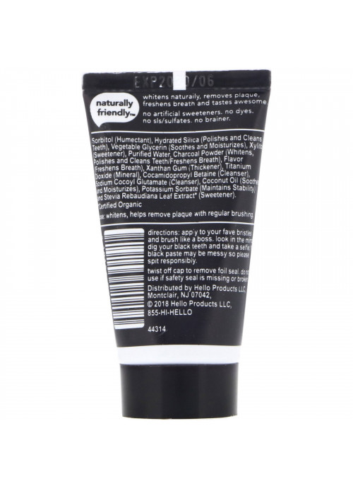 Hello, Fluoride Free Whitening Toothpaste, Activated Charcoal, With Fresh Mint & Coconut Oil, 1.0 oz (28.3 g)