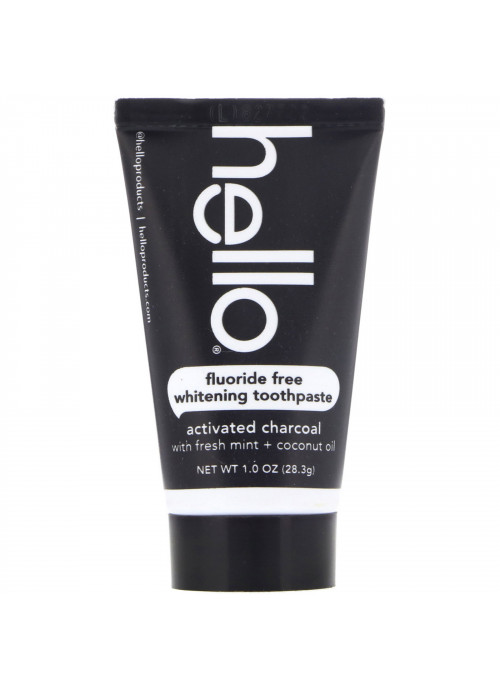 Hello, Fluoride Free Whitening Toothpaste, Activated Charcoal, With Fresh Mint & Coconut Oil, 1.0 oz (28.3 g)