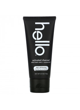 Hello, Fluoride Free Whitening Toothpaste, Activated Charcoal, With Fresh Mint & Coconut Oil, 4 oz (113 g)