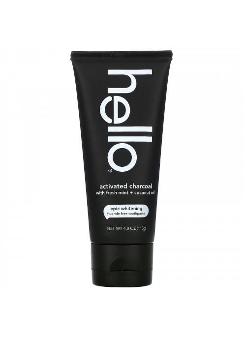 Hello, Fluoride Free Whitening Toothpaste, Activated Charcoal, With Fresh Mint & Coconut Oil, 4 oz (113 g)