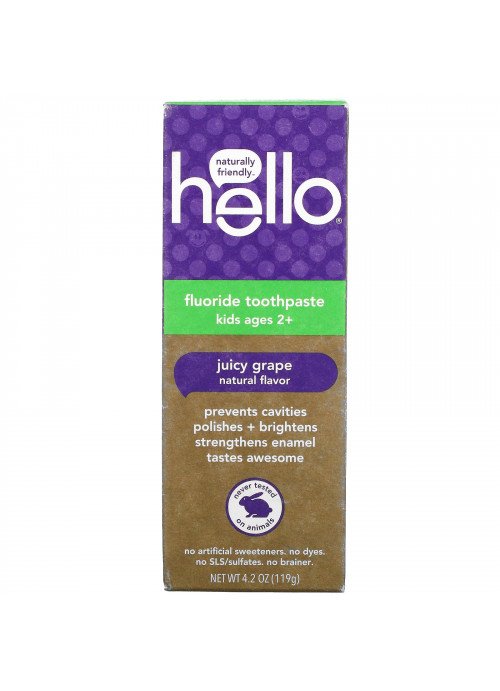 Hello, Kids, Fluoride Toothpaste, Juicy Grape, 4.2 oz (119 g)