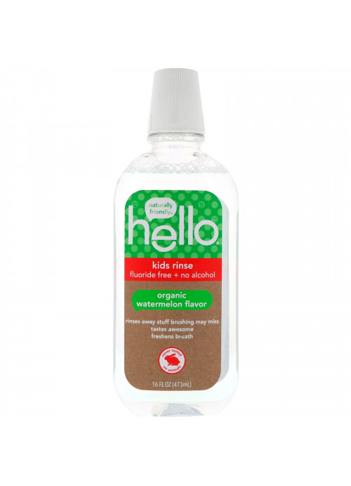 Hello, Kids Rinse, Fluoride Free + No Alcohol, Organic Watermelon Flavor, 16 fl oz (473 ml)