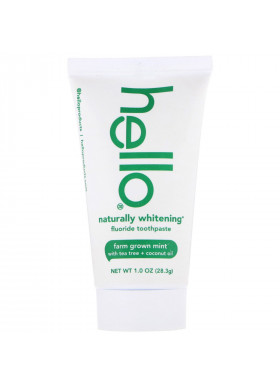 Hello, Naturally Whitening Fluoride Toothpaste, Farm Grown Mint, 1 oz (28.3 g)