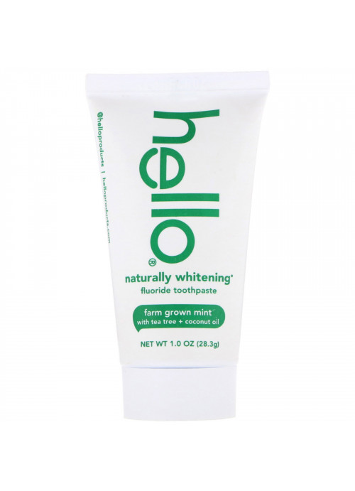 Hello, Naturally Whitening Fluoride Toothpaste, Farm Grown Mint, 1 oz (28.3 g)