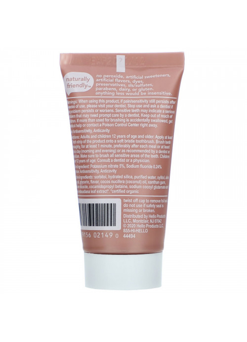 Hello, Sensitivity Relief Fluoride Toothpaste, Soothing Mint with Coconut Oil, 1 oz (28.3 g)