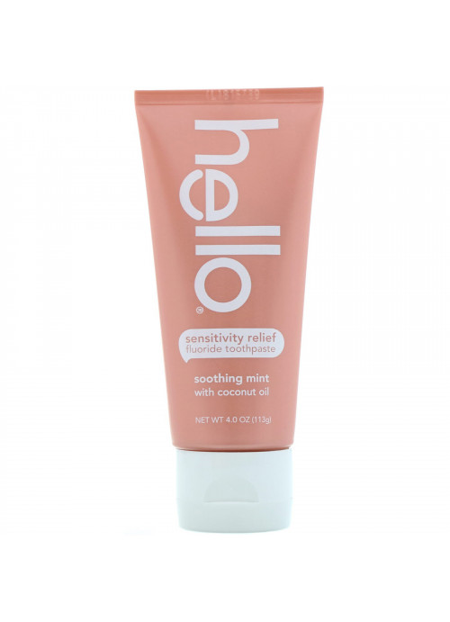 Hello, Sensitivity Relief Fluoride Toothpaste, Soothing Mint with Coconut Oil, 4 oz (113 g)