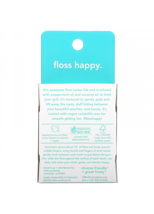 Hello, White Floss, Natural Peppermint Flavor, 54.6 yds (50 meters)