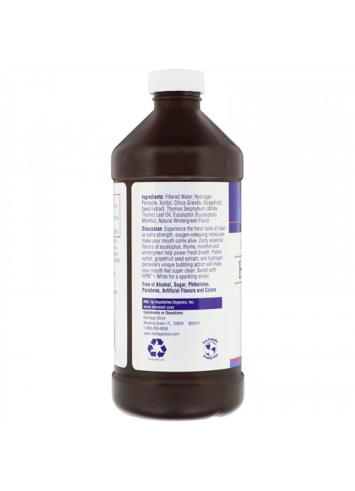 Heritage Store, HPM + White, Hydrogen Peroxide Mouthwash, Super Whitening Power, 16 fl oz (480 ml)