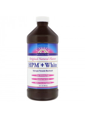 Heritage Store, HPM + White, Hydrogen Peroxide Mouthwash, Super Whitening Power, 16 fl oz (480 ml)