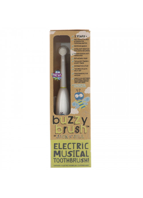 Jack n' Jill, Buzzy Brush, Electric Musical Toothbrush, 1 Electric Toothbrush + 1 Sticker Sheet