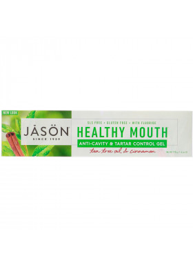 Jason Natural, Healthy Mouth, Anti-Cavity & Tartar Control Gel, Tea Tree Oil & Cinnamon, 6 oz (170 g)