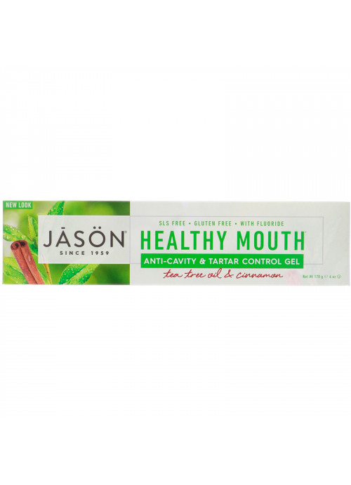 Jason Natural, Healthy Mouth, Anti-Cavity & Tartar Control Gel, Tea Tree Oil & Cinnamon, 6 oz (170 g)