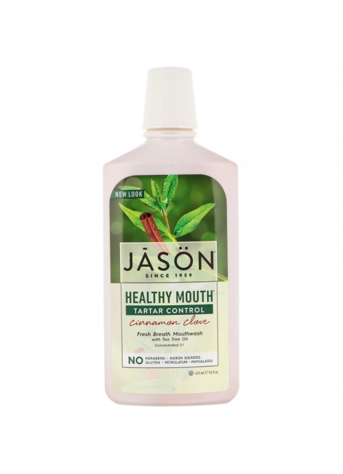 Jason Natural, Healthy Mouth, Fresh Breath Mouthwash, Tartar Control, Cinnamon Clove, 16 fl oz (473 ml)