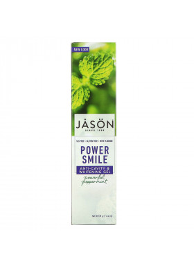 Jason Natural, PowerSmile, Anti-Cavity & Whitening Gel, Powerful Peppermint, 6 oz (170 g)