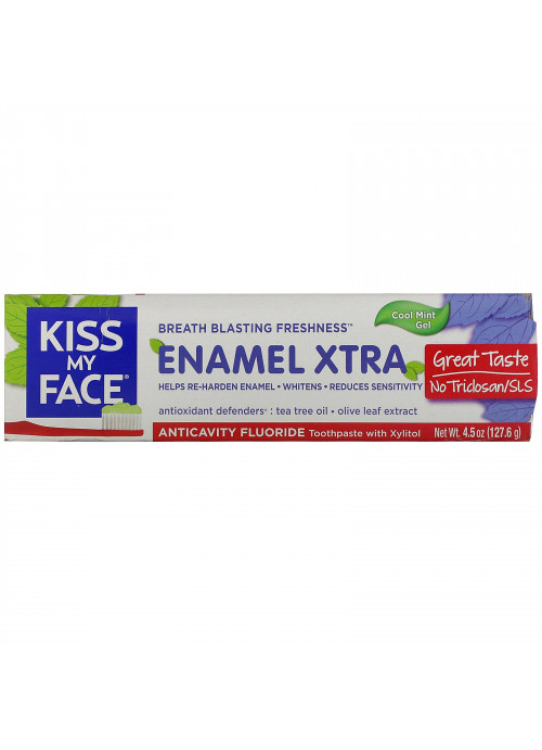 Kiss My Face, Enamel Extra, Anticavity Fluoride Toothpaste with Xylitol, Cool Mint Gel, 4.5 oz (127.6 g)