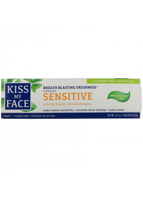 Kiss My Face, Sensitive Toothpaste with Tea Tree Oil, Aloe & Echinacea, Fluoride Free, Orange Mint Gel, 4.5 oz (127.6 g)