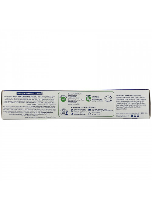Kiss My Face, Triple Action Toothpaste with Tea Tree Oil, Iceland Moss & Xylitol, Fluoride Free, Fresh Mint, 4.1 oz (116.2 g)