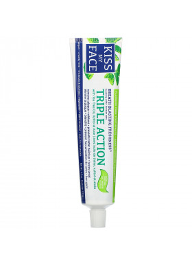 Kiss My Face, Triple Action Toothpaste with Tea Tree Oil, Xylitol & Aloe, Fluoride Free, Cool Mint Gel, 4.5 oz (127.6 g)