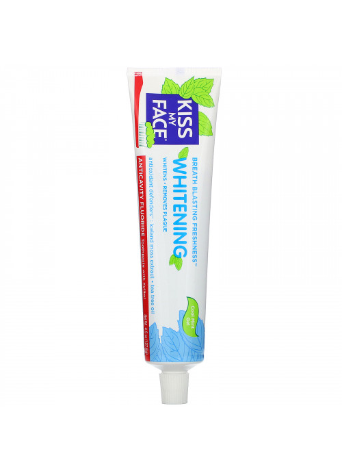 Kiss My Face, Whitening, Anticavity Fluoride Toothpaste with Xylitol, Cool Mint Gel, 4.5 oz (127.6 g)