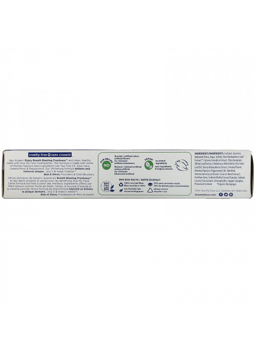 Kiss My Face, Whitening Toothpaste with Tea Tree Oil, Aloe & Iceland Moss, Fluoride Free, Cool Mint Gel, 4.5 oz (127.6 g)