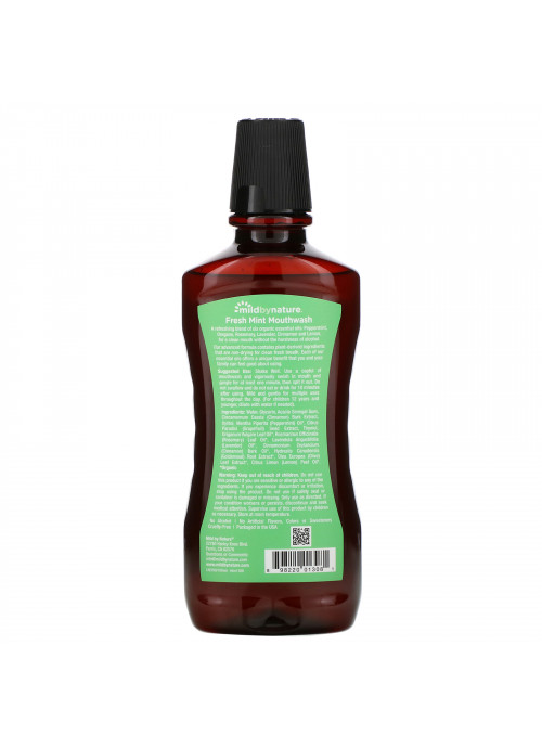 Mild By Nature, Mouthwash, Made with Peppermint Oil, Long-Lasting Fresh Breath, Fresh Mint, 16 fl oz