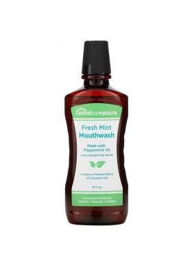Mild By Nature, Mouthwash, Made with Peppermint Oil, Long-Lasting Fresh Breath, Fresh Mint, 16 fl oz