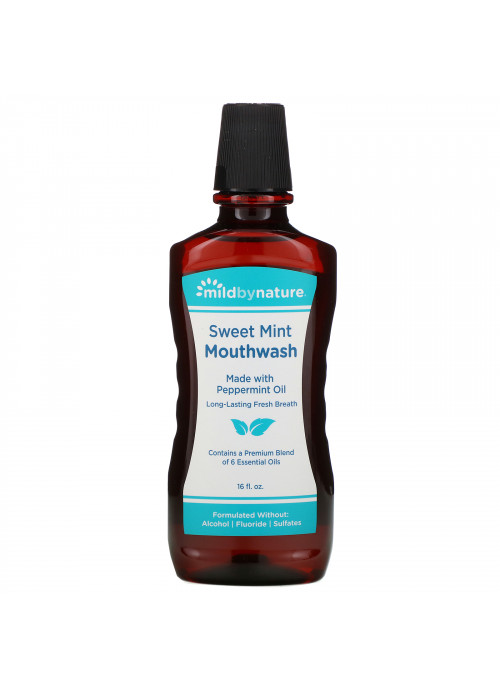 Mild By Nature, Mouthwash, Made with Peppermint Oil, Long-Lasting Fresh Breath, Sweet Mint, 16 fl oz