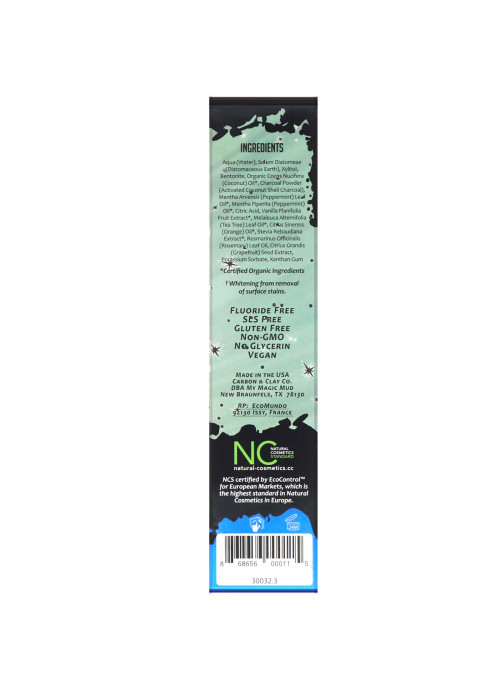 My Magic Mud, Activated Charcoal, Fluoride-Free, Whitening Toothpaste, Peppermint, 4 oz (113 g)