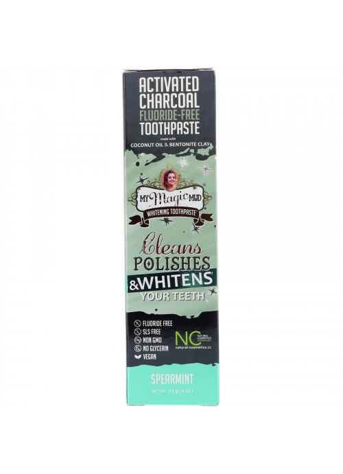 My Magic Mud, Activated Charcoal, Fluoride-Free, Whitening Toothpaste, Spearmint, 4 oz (113 g)