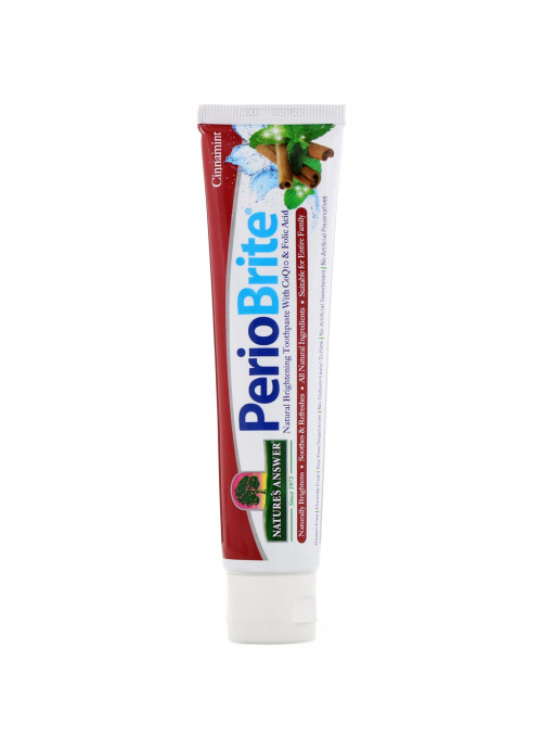 Nature's Answer, PerioBrite, Natural Brightening Toothpaste with CoQ10 & Folic Acid, Cinnamint, 4 oz (113.4 g)
