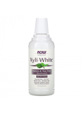 Now Foods, Solutions, Xyli-White Mouthwash, Fluoride-Free, Neem & Tea Tree with Mint Flavor, 16 fl oz (473ml)