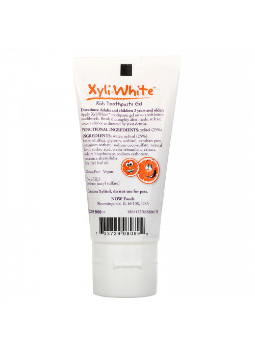 Now Foods, Solutions, XyliWhite, Kids Toothpaste Gel, Orange Splash, 3 oz (85 g)