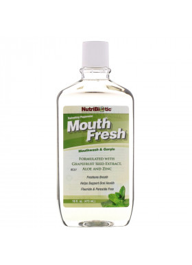 NutriBiotic, Mouth Fresh, Mouthwash & Gargle, Refreshing Peppermint, 16 fl oz (473 ml)
