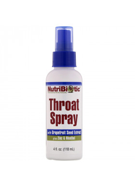 NutriBiotic, Throat Spray with Grapefruit Seed Extract plus Zinc & Menthol, 4 fl oz (118 ml)