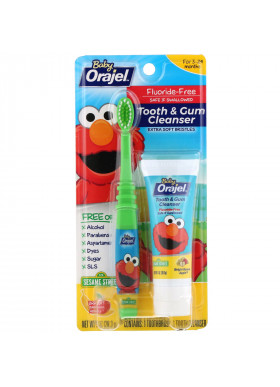 Orajel, Elmo Tooth & Gum Cleanser, Fluoride-Free, 3-24 Months, Bright Banana Apple, 1 oz (28.3 g)