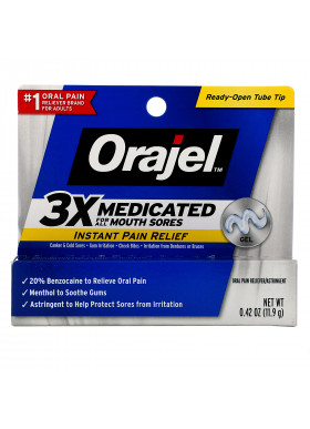 Orajel, Instant Pain Relief Gel, 3X Medicated For All Mouth Sores, 0.42 oz (11.9 g)