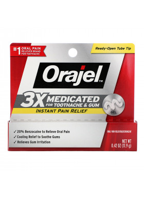 Orajel, Instant Pain Relief Gel, 3X Medicated For Toothache & Gum, 0.42 oz (11.9 g)