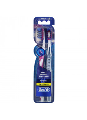 Oral-B, 3D White, Luxe Toothbrush, Medium Bristles, 2 Toothbrushes