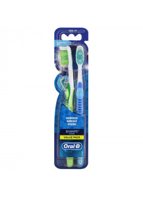 Oral-B, 3D White, Vivid Toothbrush, Medium, 2 Pack