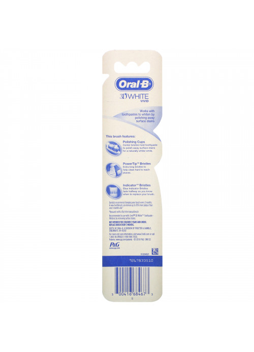 Oral-B, 3D White, Vivid Toothbrush, Medium, 2 Pack
