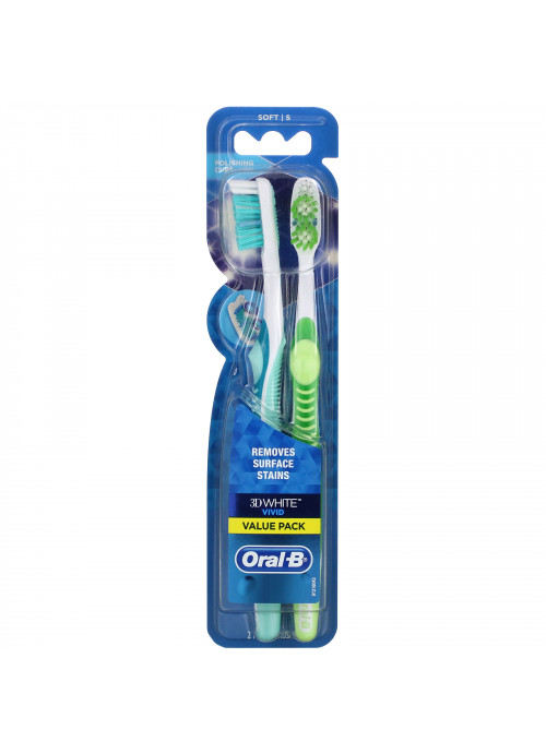 Oral-B, 3D White, Vivid Toothbrush, Soft, 2 Pack