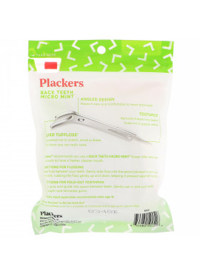 Plackers, Back Teeth Micro Mint, Dental Flossers, Mint, 75 Count