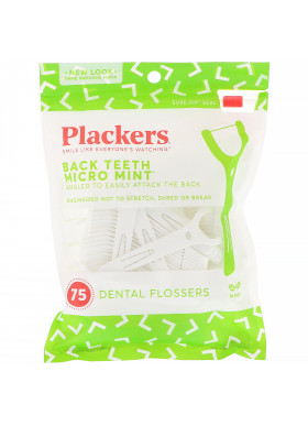 Plackers, Back Teeth Micro Mint, Dental Flossers, Mint, 75 Count