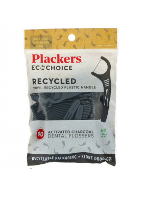 Plackers, EcoChoice, Activated Charcoal Dental Flossers, Fresh Mint, 90 Count