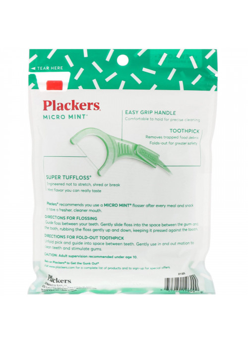 Plackers, Micro Mint, Dental Flossers, Mint, 90 Count